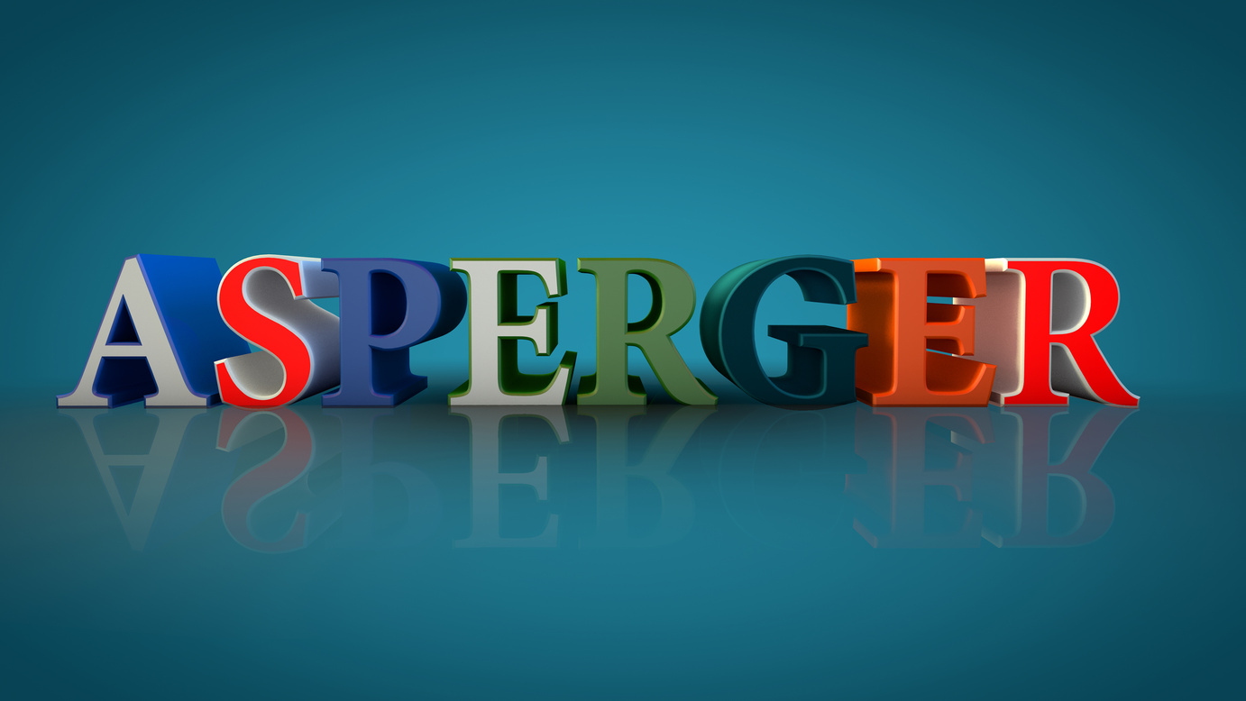 Asperger 3d text and blue background